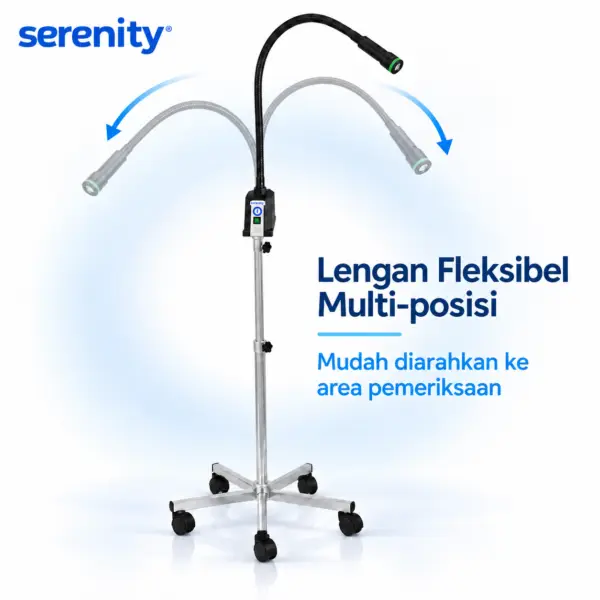 Flexible Arm Lengan fleksibel memungkinkan posisi kepala lampu disesuaikan sesuai kebutuhan pemeriksaan.
