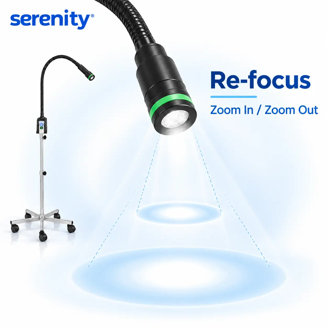 Serenity SR-L03 (RF) adalah lampu periksa LED 3W dengan fungsi re-focus