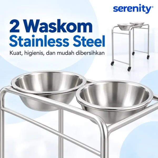 Dua wascom stainless pada Bowl Stand Double rumah sakit serenity SRE1301
