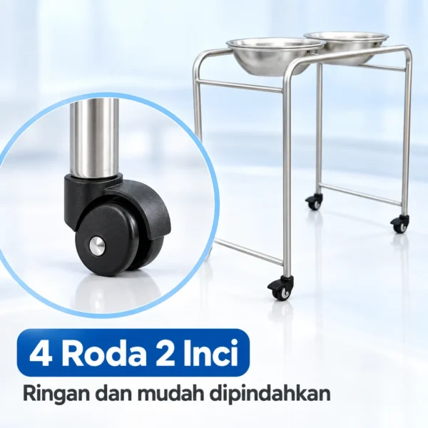 4 roda 2 inch Bowl Stand Double rumah sakit Serenity SRE1301