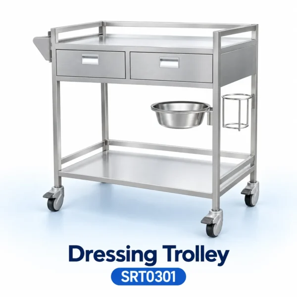 Dressing Trolley rumah sakit Serenity SRT0301 stainless steel