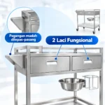 Dua laci Dressing Trolley rumah sakit Serenity SRT0301