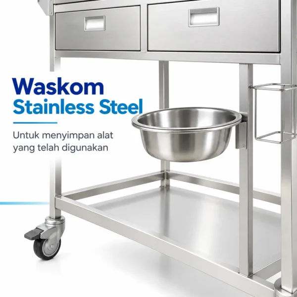 WASKOM STAINLESS STEEL Dua laci Dressing Trolley Serenity SRT0301