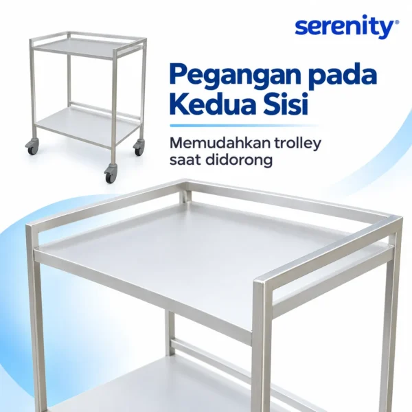 Pegangan pada kedua sisi trolley 2 racks serenity SRT0401
