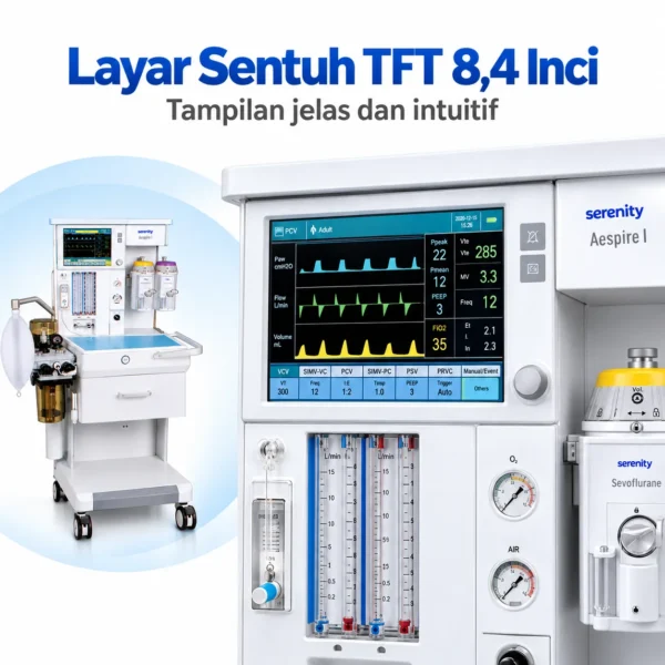 Ventilator dan layar monitoring Anesthesia Machine Aespire I