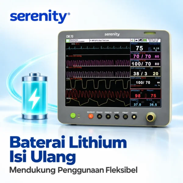 Patient Monitor Serenity CM70 15 inci dengan baterai lithium isi ulang