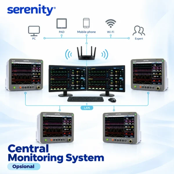 Patient Monitor Serenity CM70 15 inci dengan central monitoring sistem
